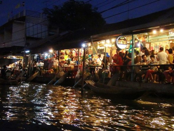 Amphawa Floating Market at night