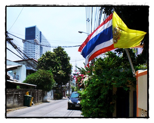 thai flag and royal flag