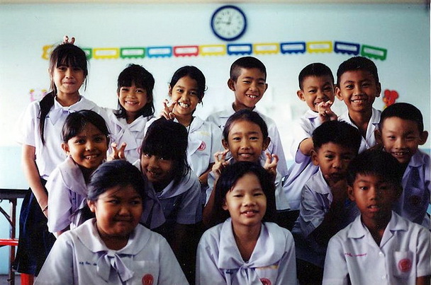 Thai students in school uniforms