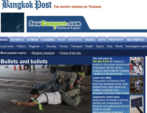gun fight in bangkok thailand election pdrc thugs suthep