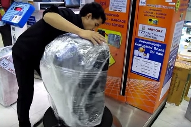 bangkok plastic wrapping luggage suvarnabhumi airport