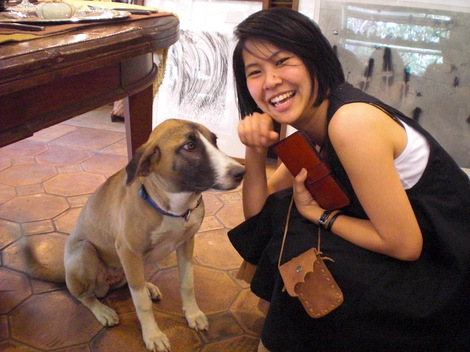 cute thai girl with dog