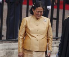 Princess Maha Chakri Sirindhorn of Thailand leaves the Westminster Abbey after the wedding ceremony of Prince William and Catherine, Duchess of Cambridge, in London