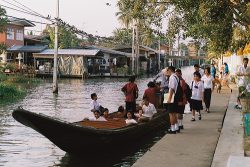 students taking boat thailand