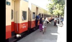 boarding train myanmar