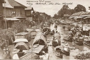 boats at bo bae market bangkok 100 years ago