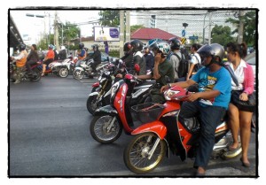 motorbikes front of the queue