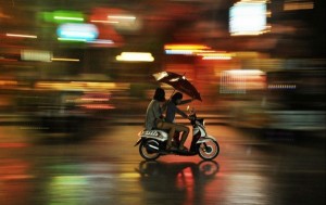 rain thailand motorbike