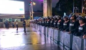 Riot police at Pathum Wan intersection friday October 16th, 2020