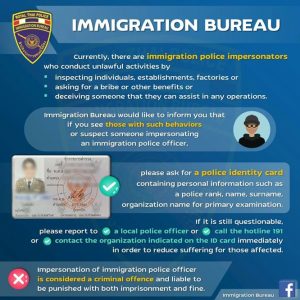 Immigration police impersonations Thailand