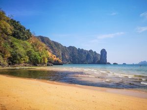 Phuket beach empty of tourists and Thais